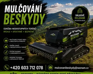 Mulčování pozemku, svahů, likvidace trní, náletů- Beskydy