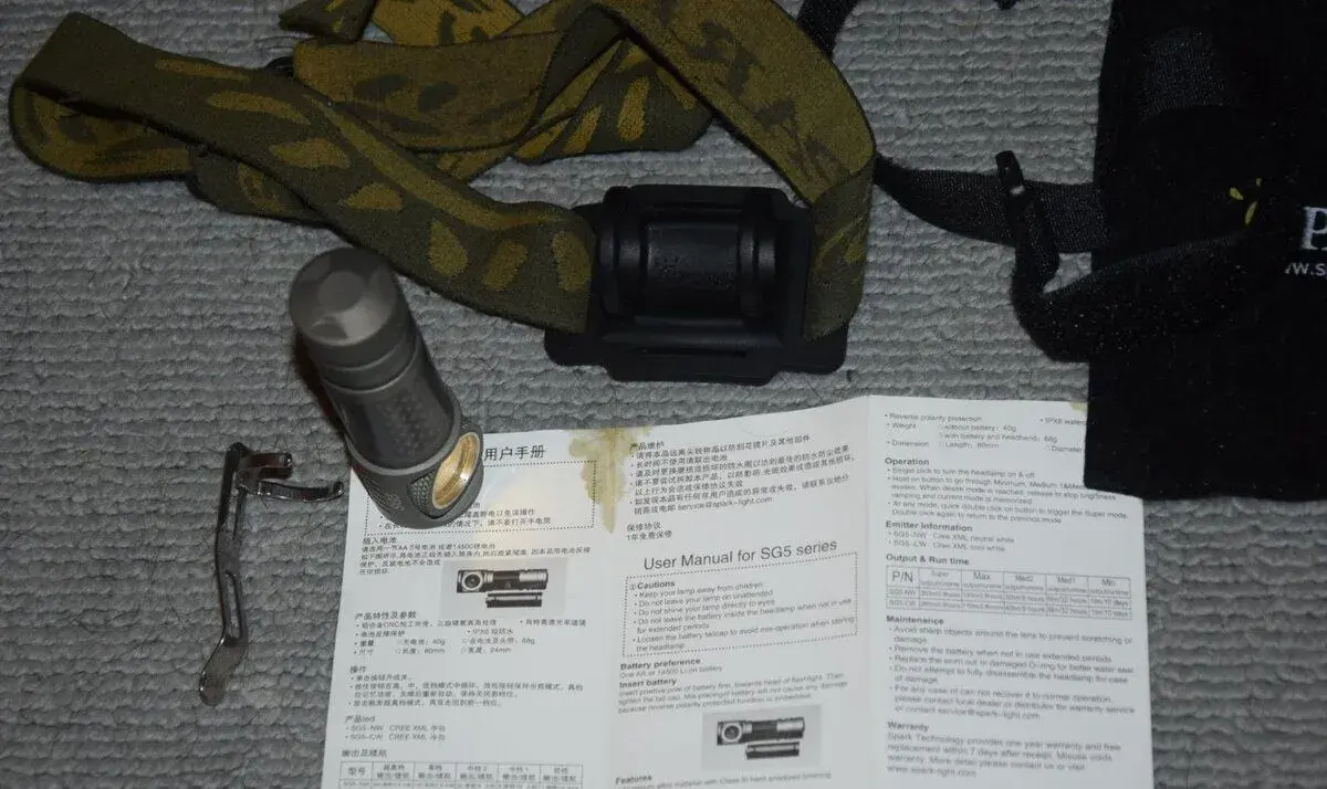 LED svítilna / baterka SPARK SG5, přísluš., pouzdro, na 1xAA