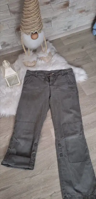 Plátěné khaki kalhoty