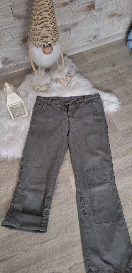Plátěné khaki kalhoty