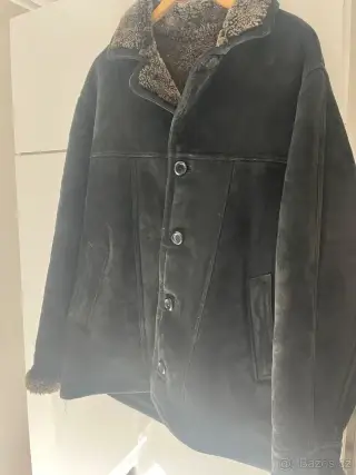 Kožená zimní bunda s beránkem xl