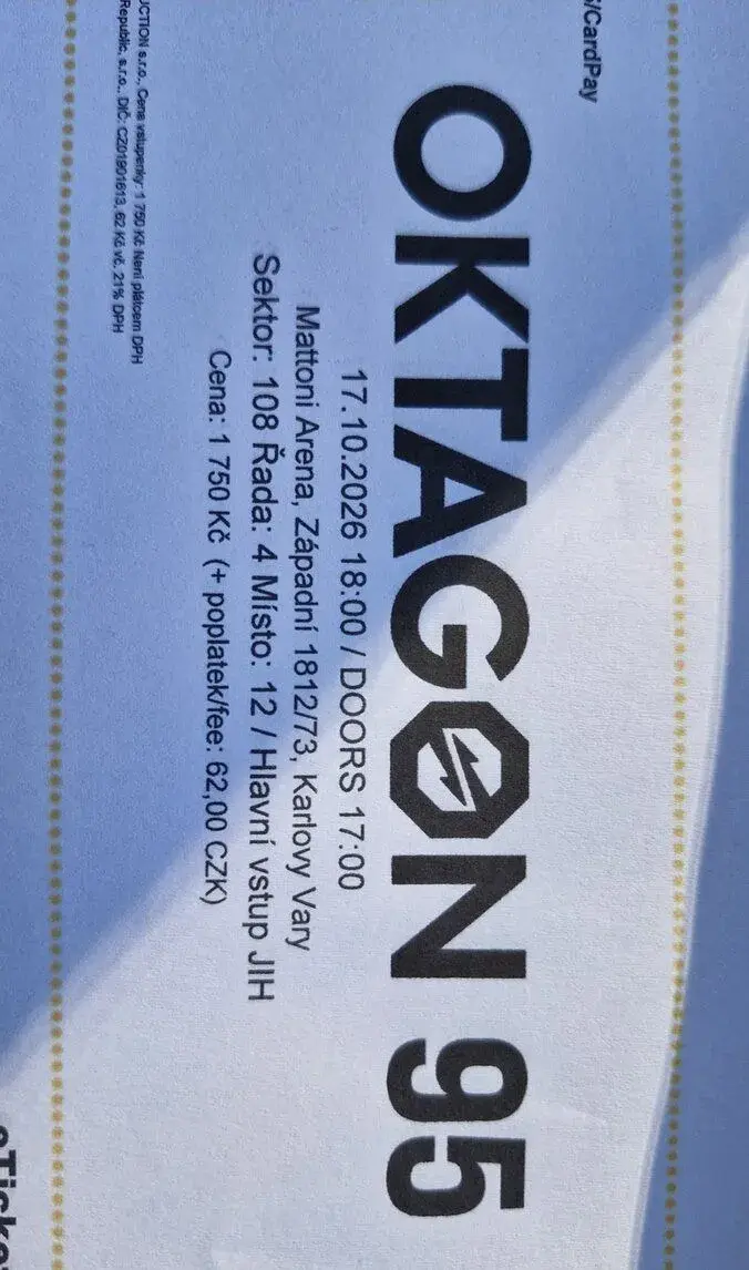 Oktagon 95 vstupenky