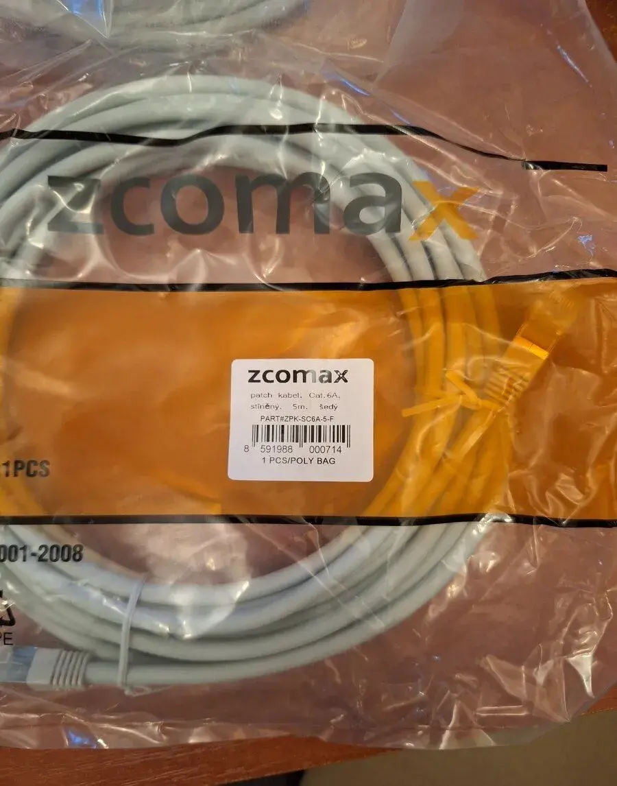 10ks Zcomax patch kabel Cat.6, stíněný, 5m, šedý