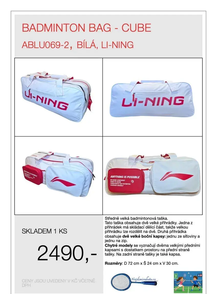 Badmintonová taška Li-ning CUBE ABLU069-2