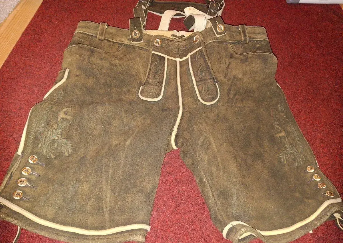 šortky kožené kalhoty / Lederhose vel. 60 z pravé jelenice