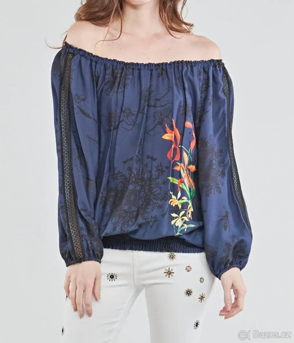 Dámská Dívčí Halenka Top Desigual Carla Peacoat XS