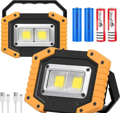 Pracovní / otdoor odolná LED COB lampa 30W + powerbanka