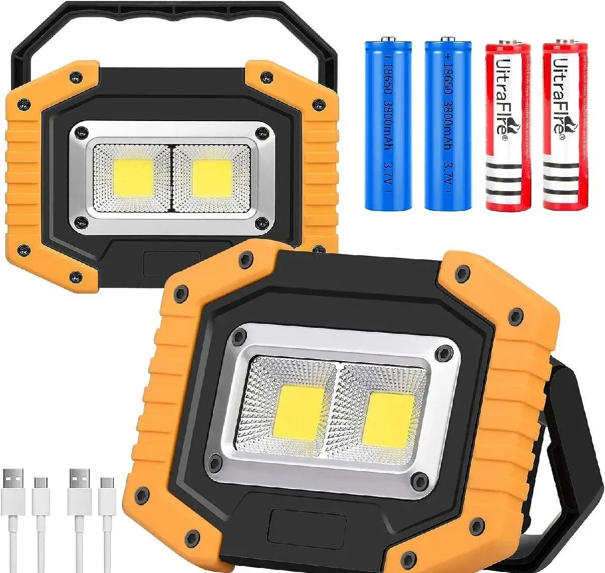 Pracovní / otdoor odolná LED COB lampa 30W + powerbanka