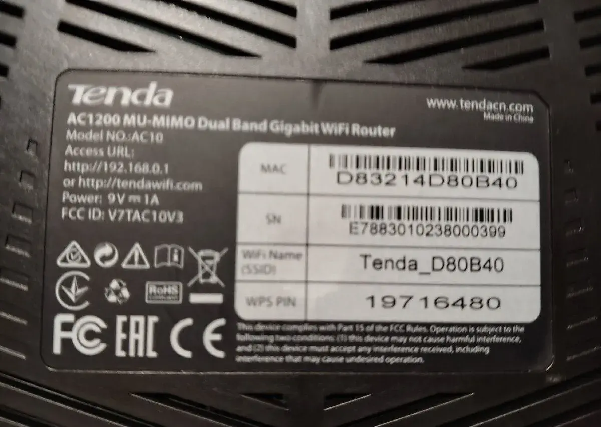 Wi-Fi router Tenda AC10 AC1200 Gigabit (Dual Band)