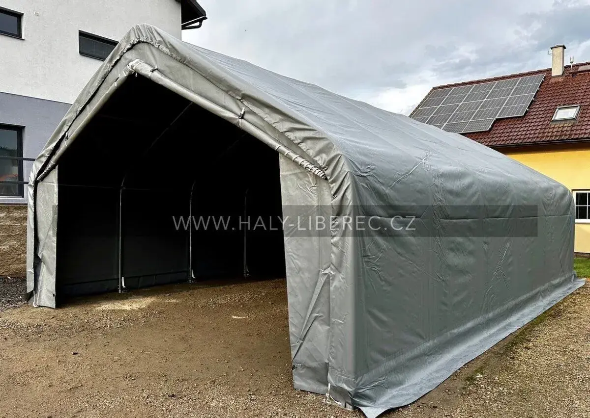 Hala 6.1 x 9.15 x 3.66 m, PVC 750 g/m2 šedá, rovné boky