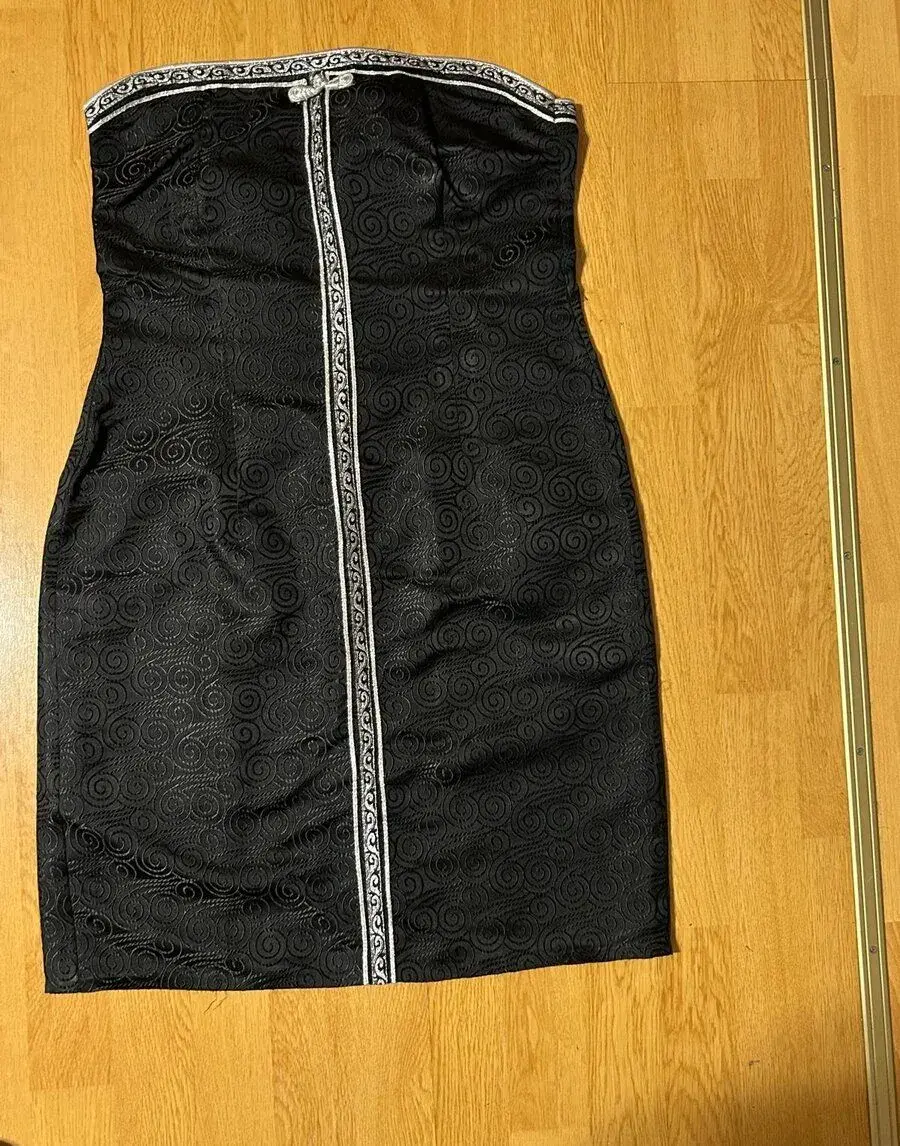 Asijské šaty Cheongsam + bolerko S/M - černé saténové s bílo