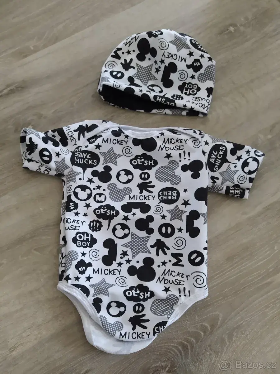 Sada body a čepička Mickey mouse vel. 56