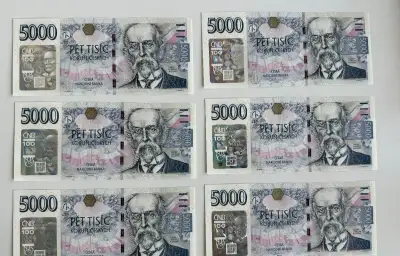 Bankovka 5000 Kč výroční, 6místné série a jiné + přebal ČNB