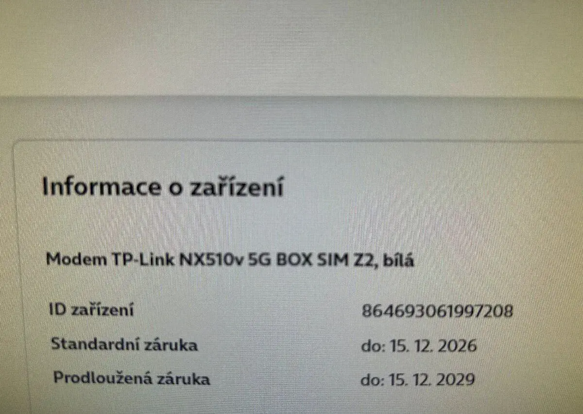 Modem TP-Link NX510v 5G BOX SIM Z2, Bílá