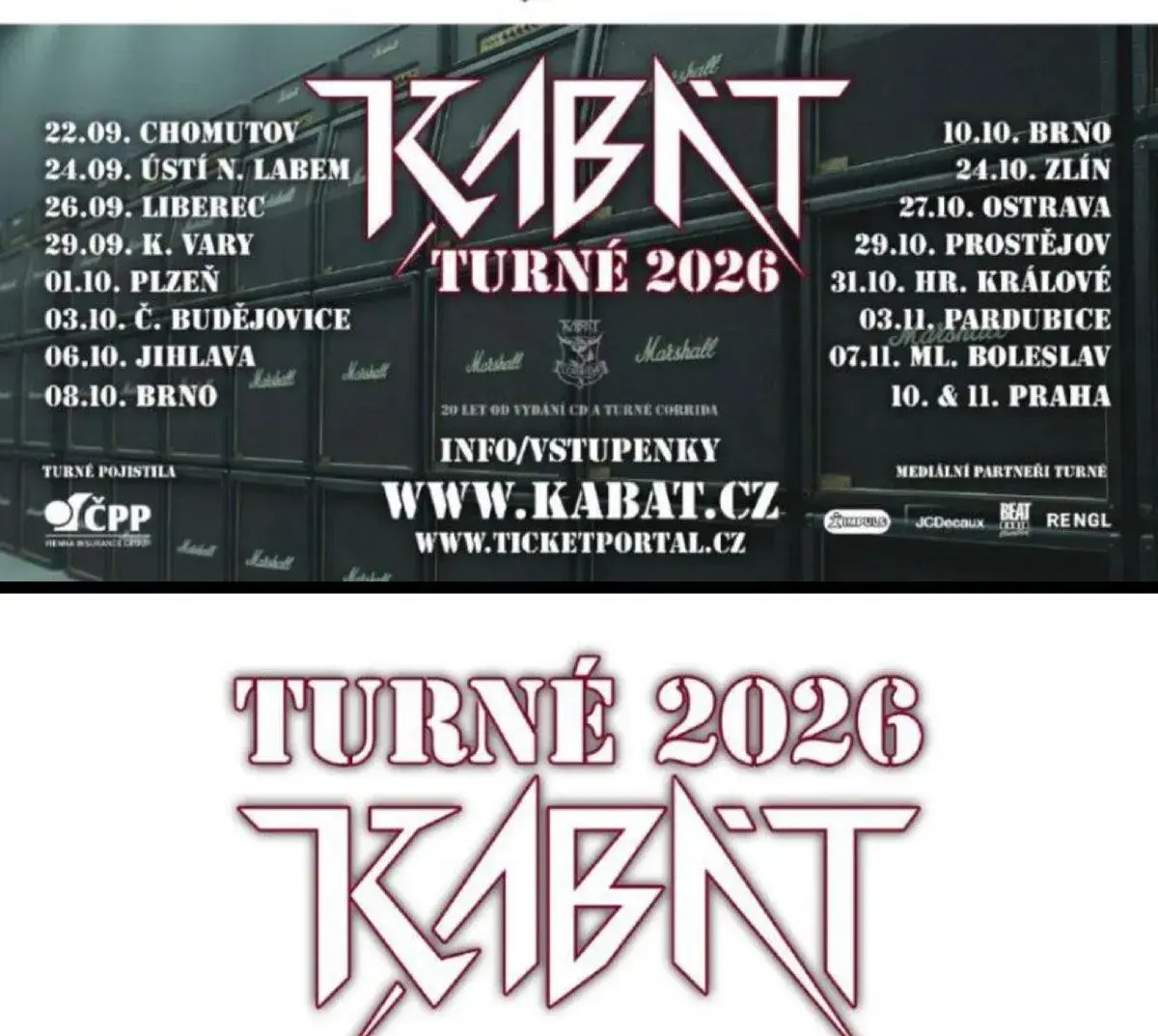 Kabát turné 2026 JIHLAVA