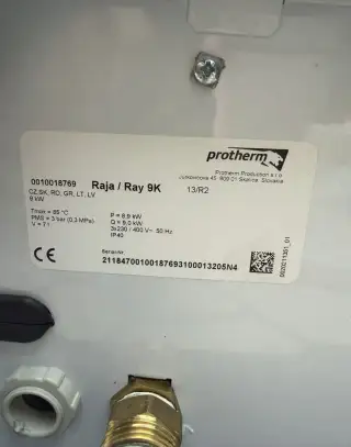 Elektrokotel Protherm 9 kW a elektrický bojler 200 l.