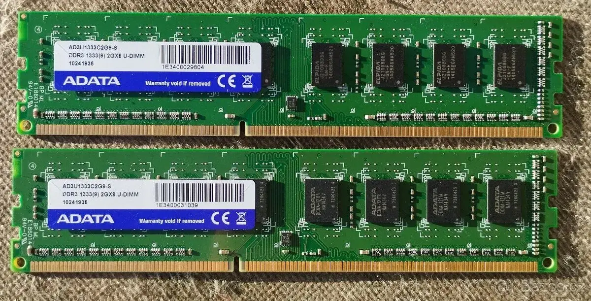 PAMĚTI ADATA 4GB (2x2GB) DDR3 1333Mhz