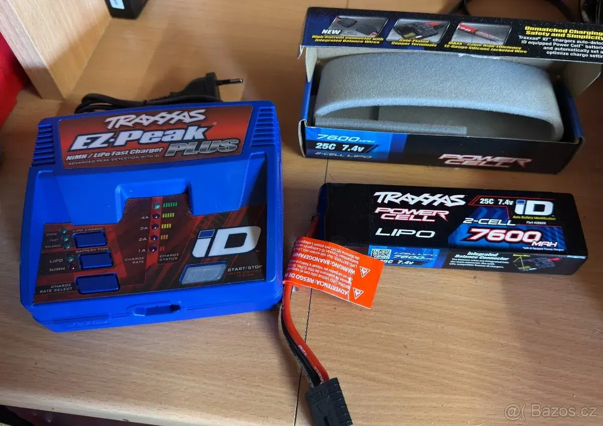 nová lipo baterie Traxxas 7,4V 2S 7600mAh + nabíječ EZ