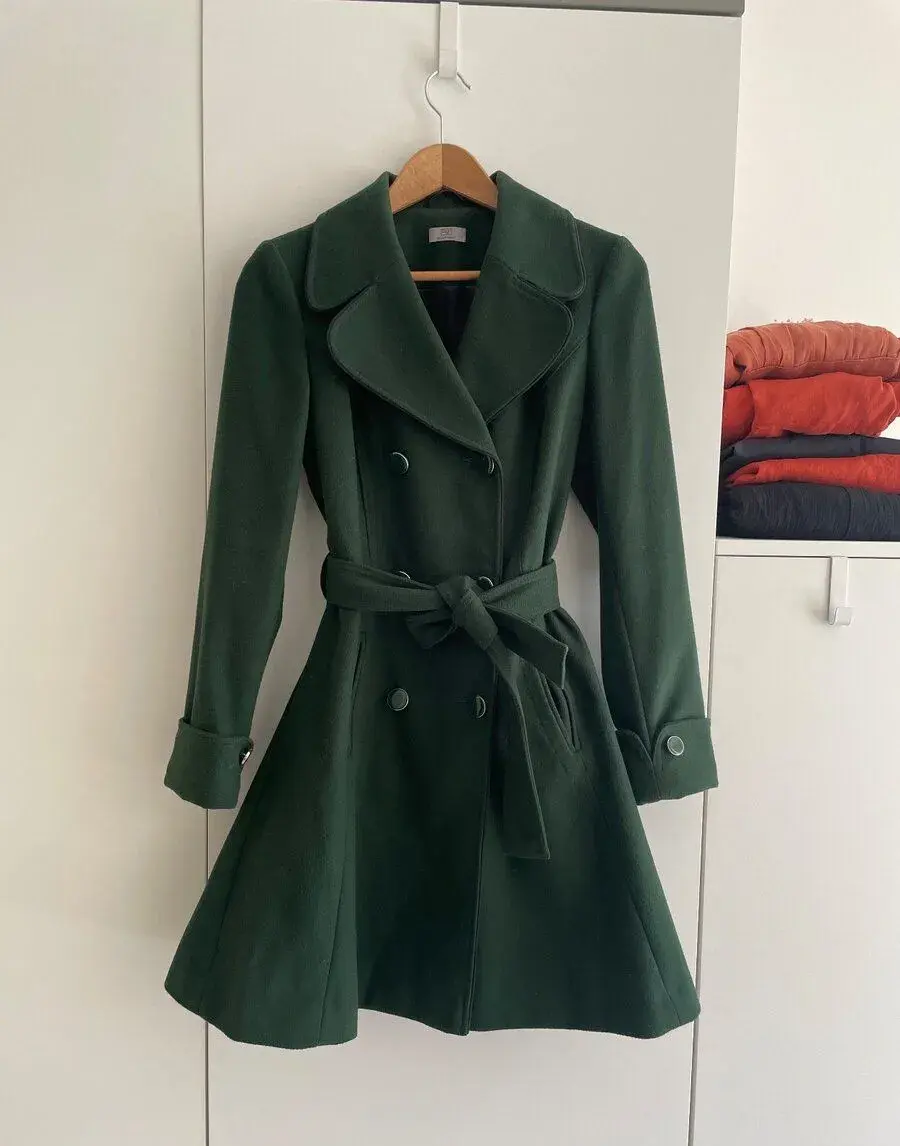 Stylový zelený kabát F&F, 36 / stylish green coat