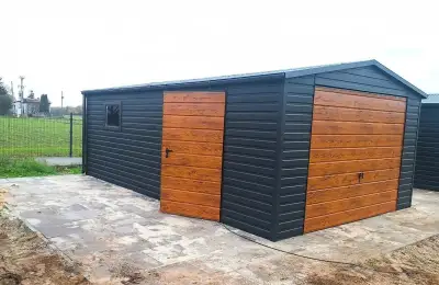 Garáž 4,5×7 m-grafit tmavý matný/Zlatý dub světlý„EMIL"