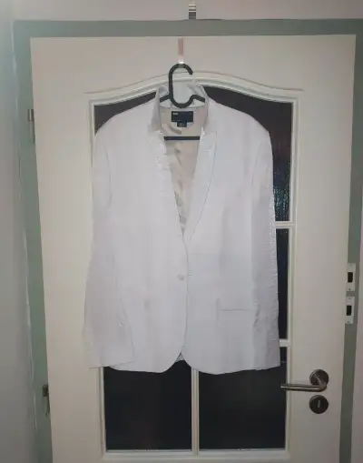 Pánské bílé perleťové sako ASOS DESIGN (vel. M - 48)