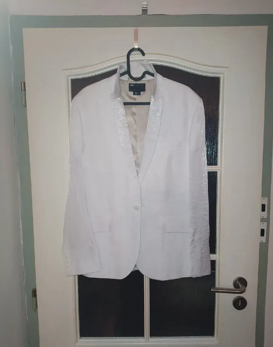 Pánské bílé perleťové sako ASOS DESIGN (vel. M - 48)
