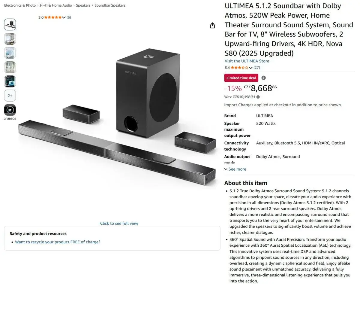 152 - nová reprosoustava Ultimea Nova S80 - soundbar