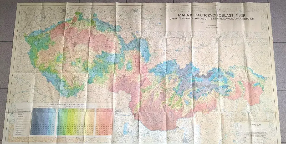 Mapa klimatických oblastí ČSSR - velká
