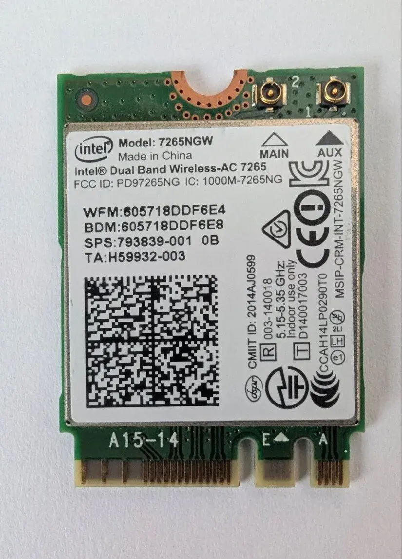 Wi-Fi + BT Intel AC 7265 M.2 Stav: Použité, plně funkční