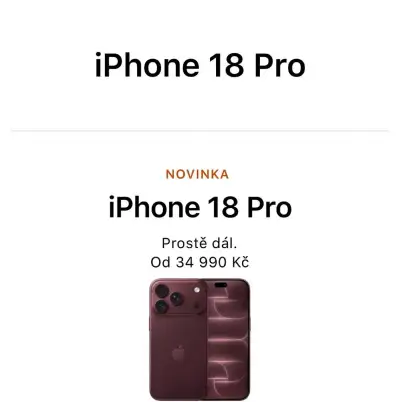 Rezervace iPhone 18 pro Burgundy 256gb