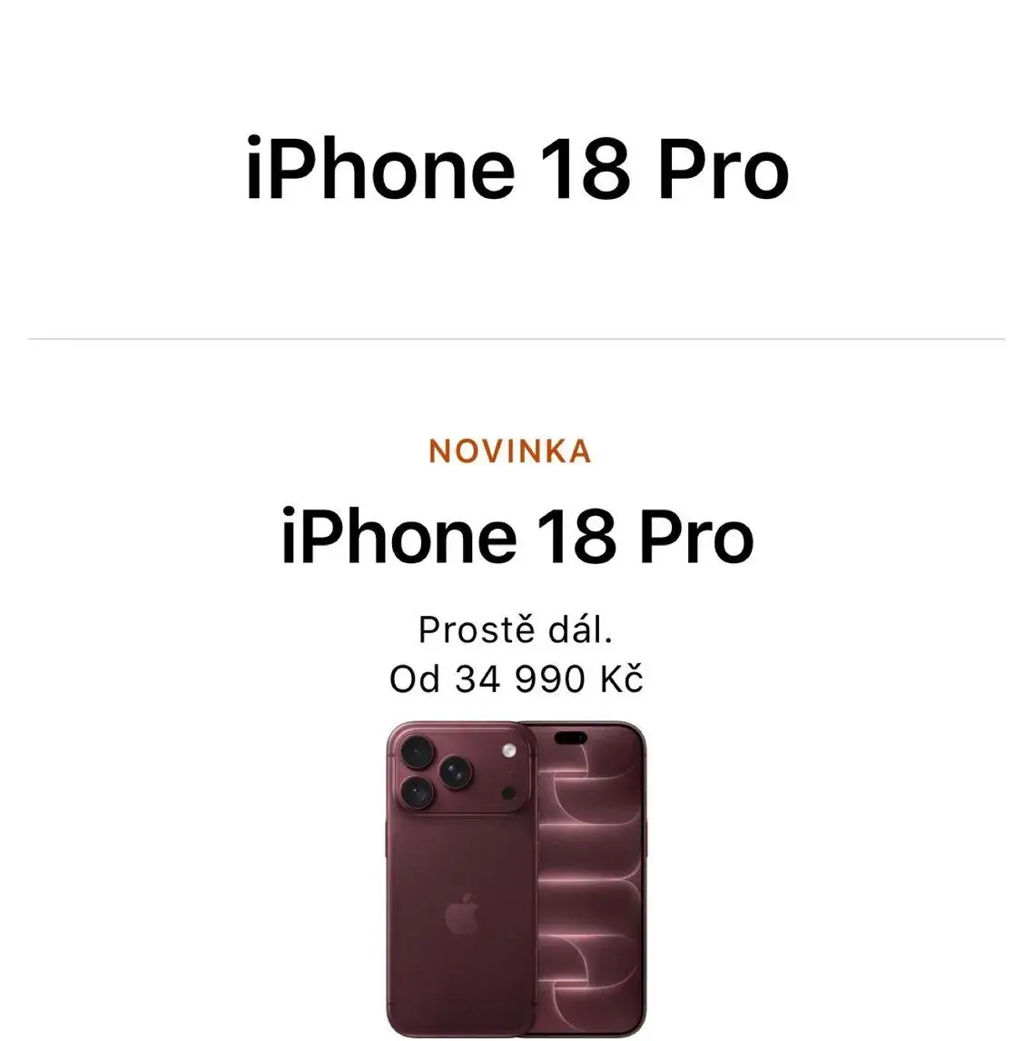Rezervace iPhone 18 pro Burgundy 256gb