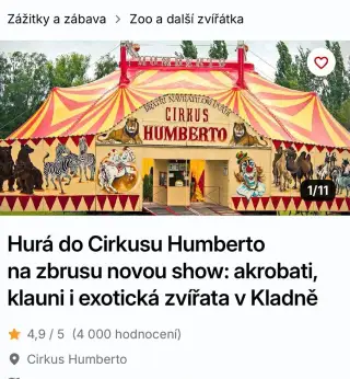 Cirkus Humberto sobota 3.10. od 16:00 Kladno