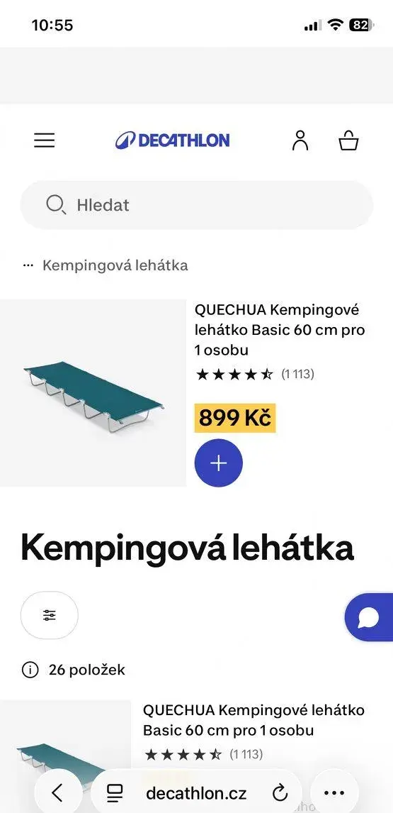Kempingové lehátko decathlon