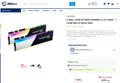 G.SKILL 32GB KIT DDR4 3600MHz CL16 Trident Z RGB Neo