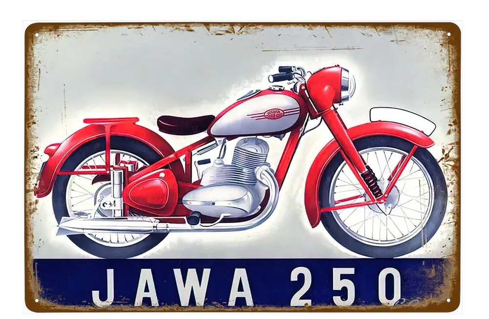 plechová cedule - Jawa 250 Pérák (dobová reklama)