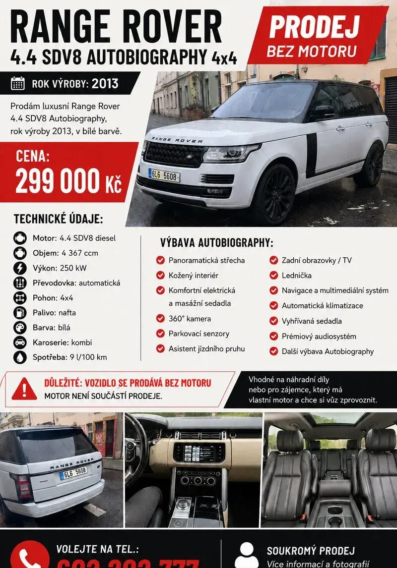 Range Rover 4.4 SDV8 Autobiography 4x4 – bez motoru