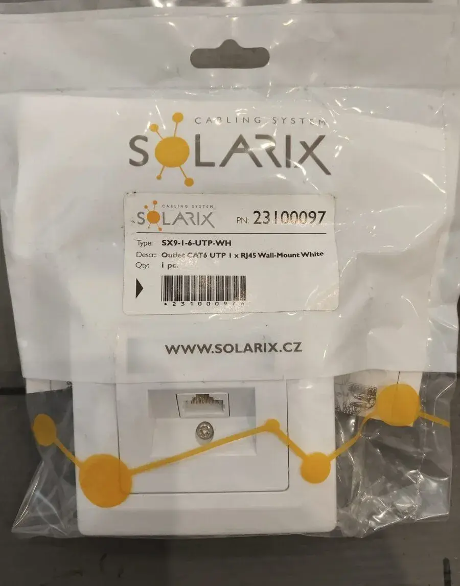 Solarix CAT6 UTP - jednoduchá zásuvka RJ45