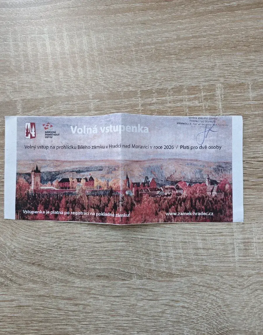 Volná vstupenka na Zámek /2osoby, r 2026