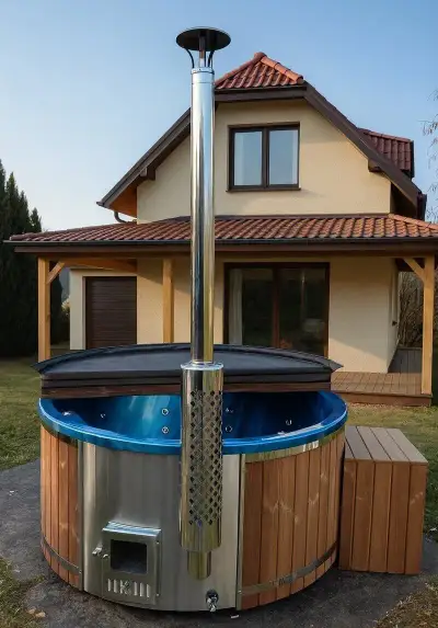 Koupací sud kulatý 200 cm Thermowood mramor
