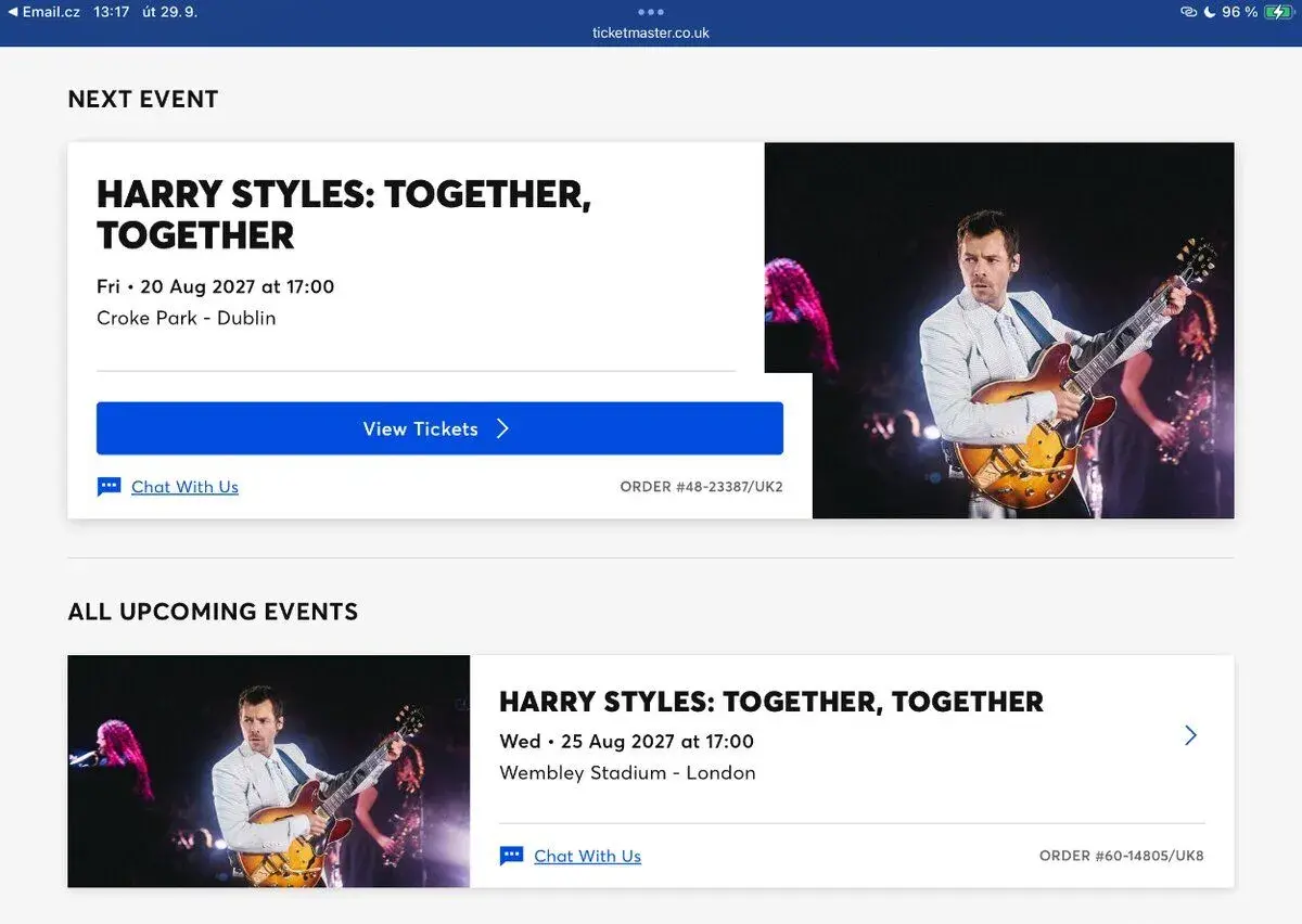 HARRY STYLES 25. 8. 2027 LONDÝN