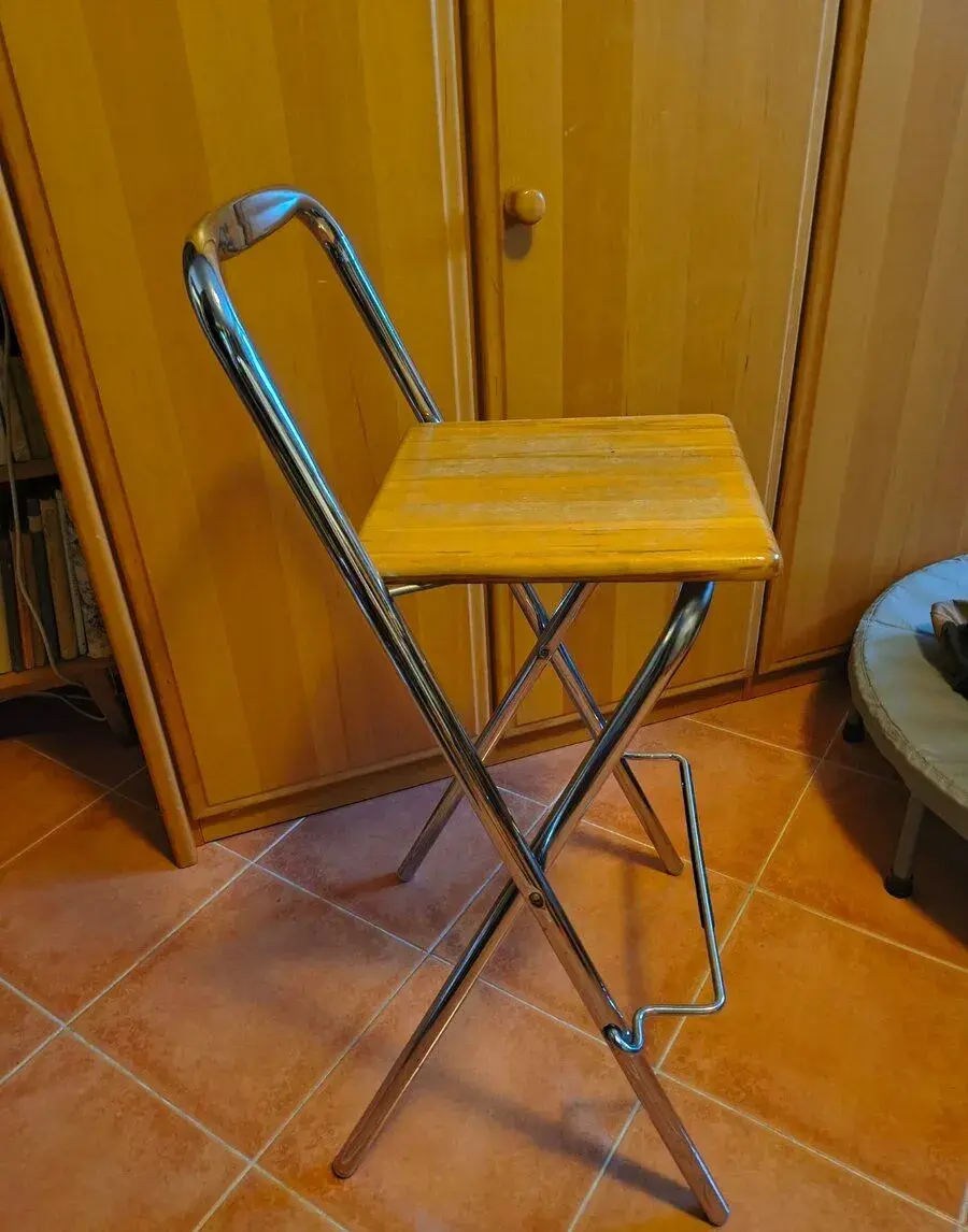 Barová skládací židle chrom, dřevo 3 ks