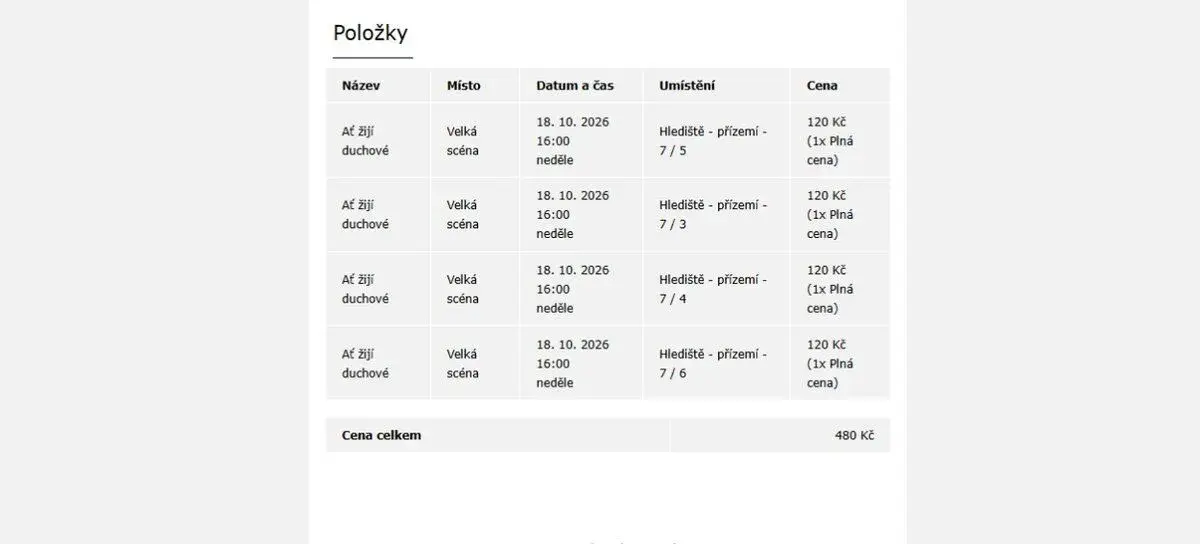 4x vstupenka na muzikál Ať žijí duchové - divadlo Příbram
