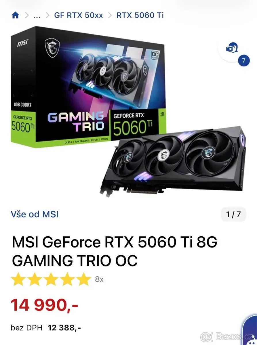 NOVÁ - MSI GeForce RTX 5060 Ti 8G GAMING TRIO OC