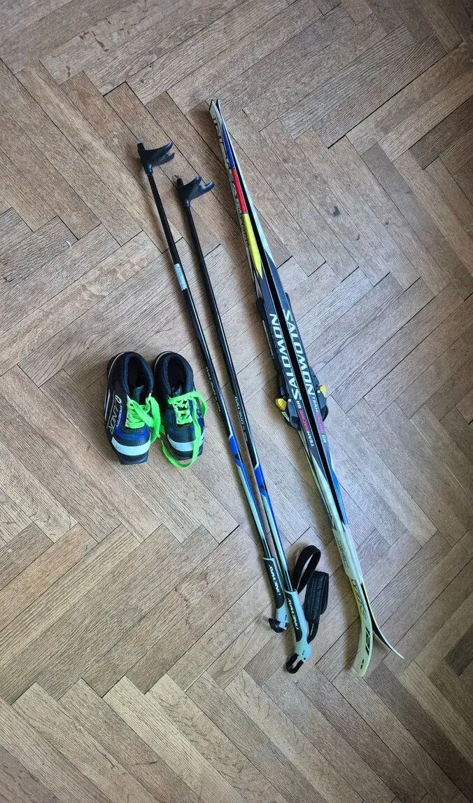 Dětské běžky set Salomon team racing GR 121 + boty + hůlky