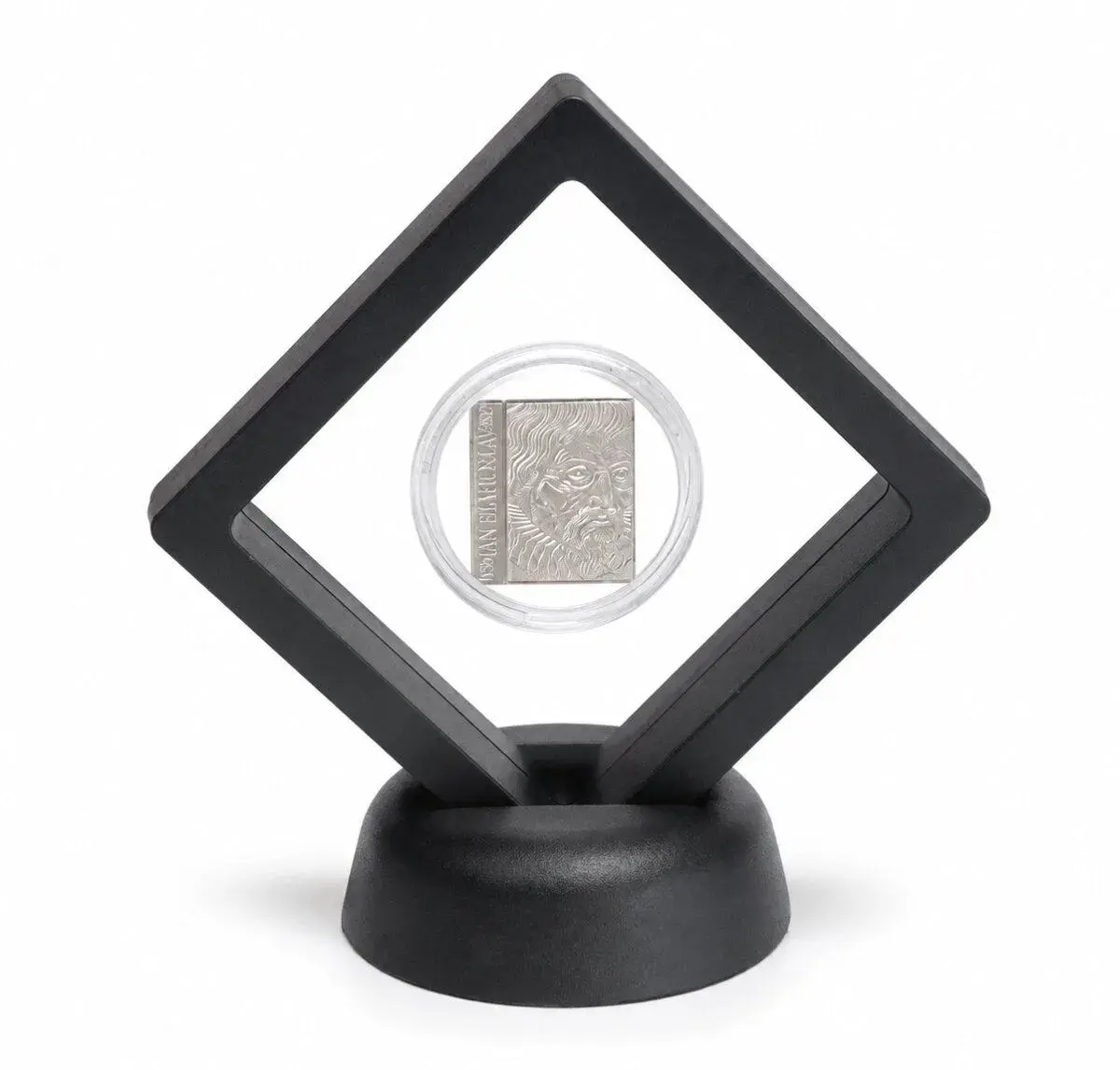 Rámeček na minci 3D box 70 mm černá + kulatý stojánek