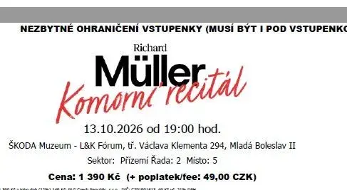 Richard Müller Komorní recitál DNES Ml.Boleslav 13.10.2026
