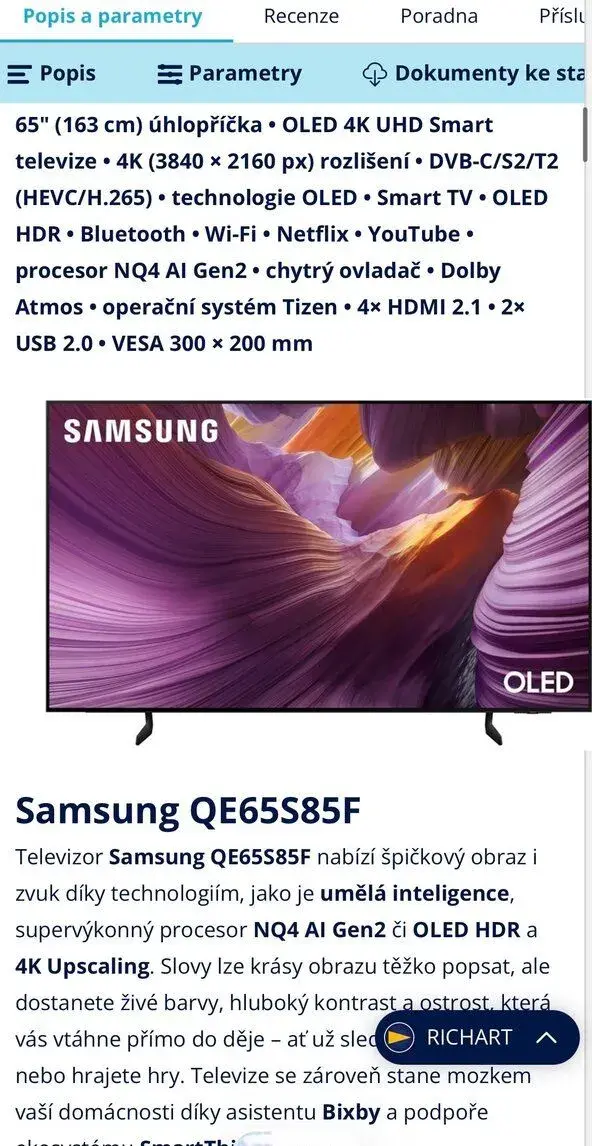OLED TV Samsung 65 ( 163 cm ) S85F