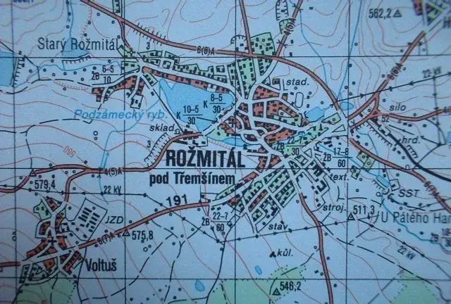Vojenská tajná mapa ČSLA Rožmitál Brdy voj.prostor Jince