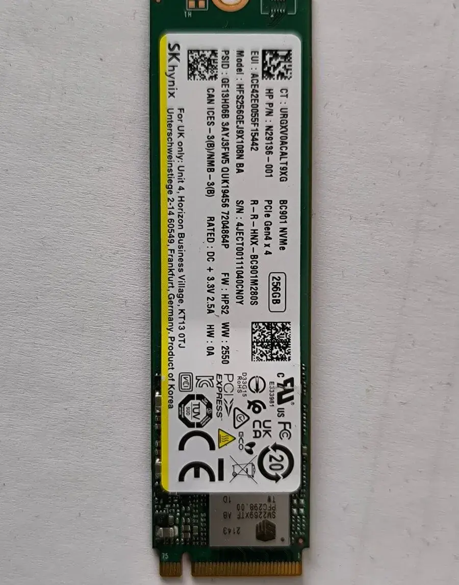 SSD m.2 nvme, PCIe g.4, 256gb
