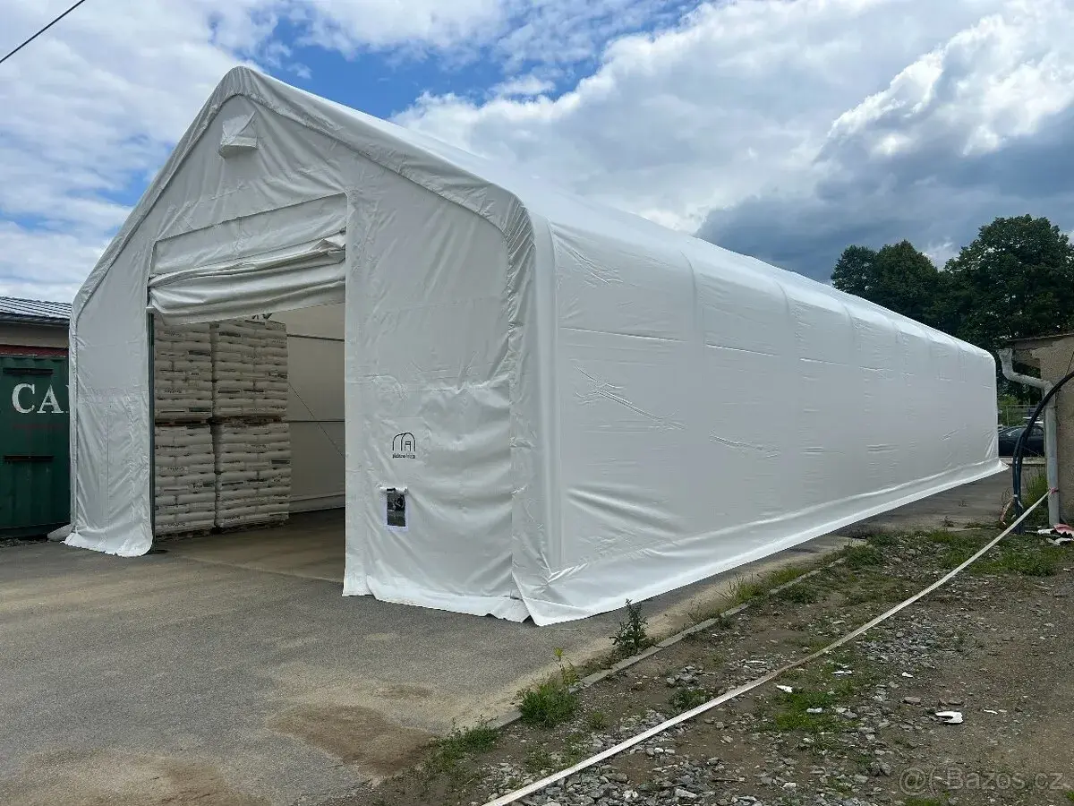 Plachtová Hala 9,15×24,4×6,1m, PVC 610g/m2, bílá